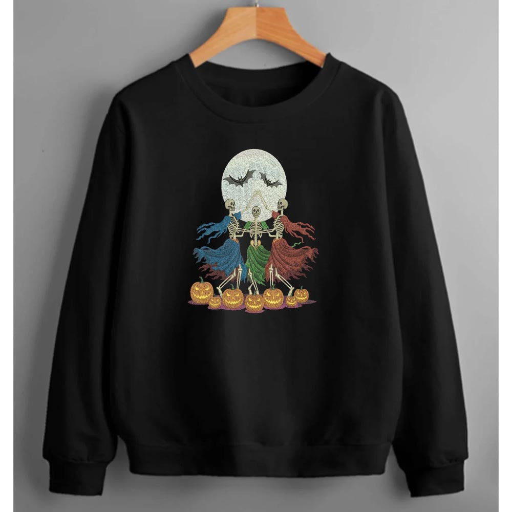 Halloween dancing skeletons Embroidery Hoodie
