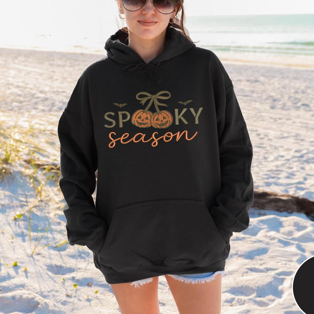 Spooky Pumpkin Season Embroidery Hoodie