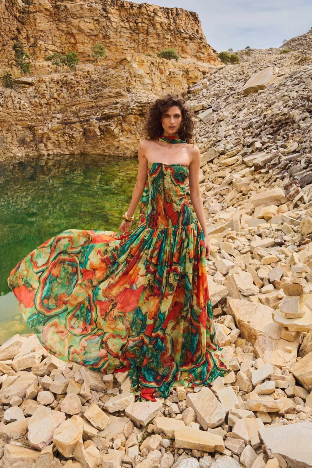 Portofino Minerale Maxi Dress – Vibrant, Flowy & Unforgettable