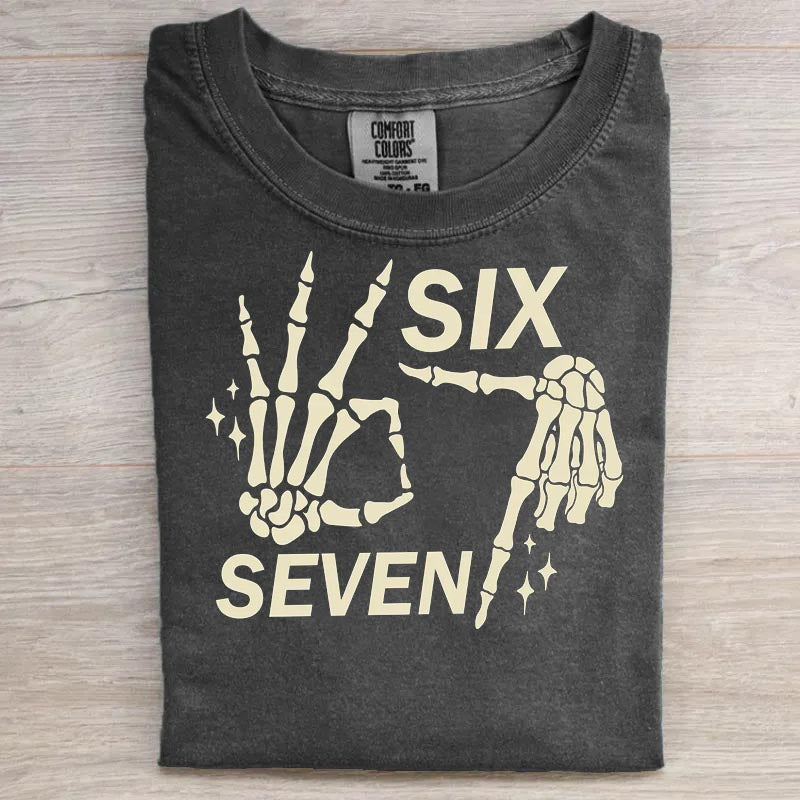 Six Seven 6 7 Meme Funny Skeleton Hands Shirt