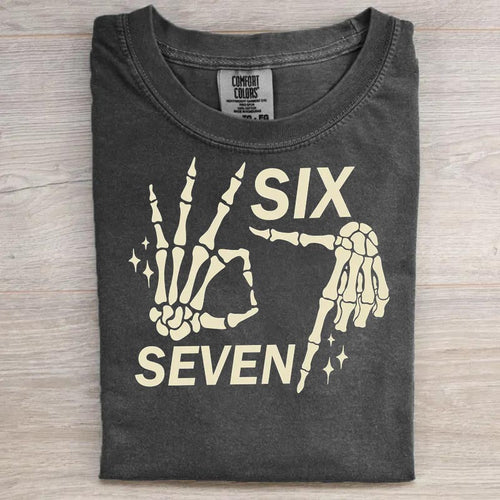 Six Seven 6 7 Meme Funny Skeleton Hands Shirt