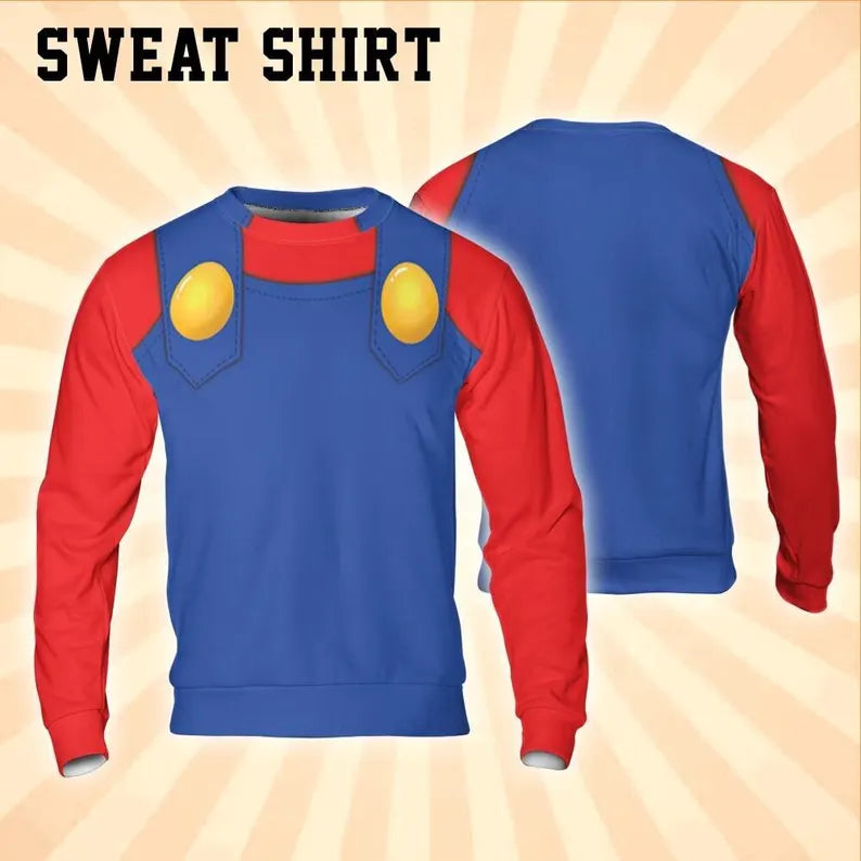 Cosplay Retro Red Plumber Hero Hoodie