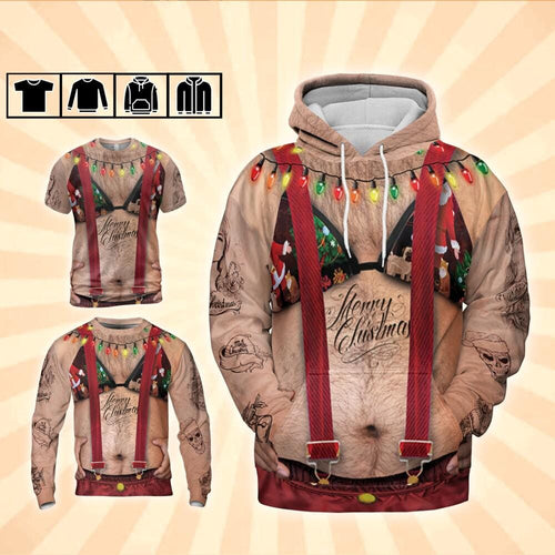 Costume Ugly Fat Bikini Overalls Hoodie Christmas Ugly Hairy Belly