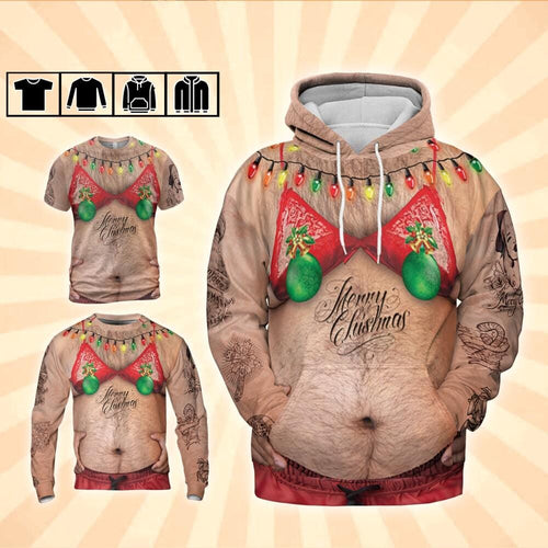 Costume Ugly Fat Bikini Red Hoodie Christmas Ugly Hairy Belly