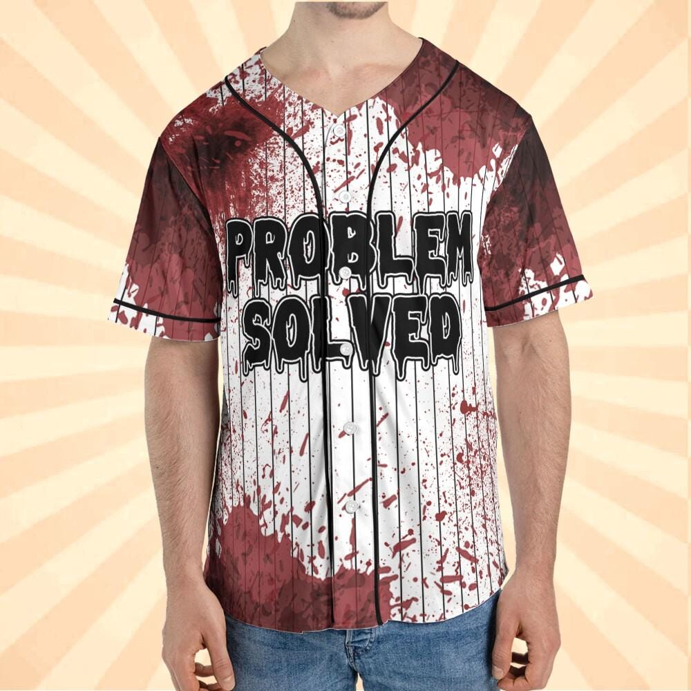 Personalized Blood Stain Problem Black Halloween Baseball Jersey