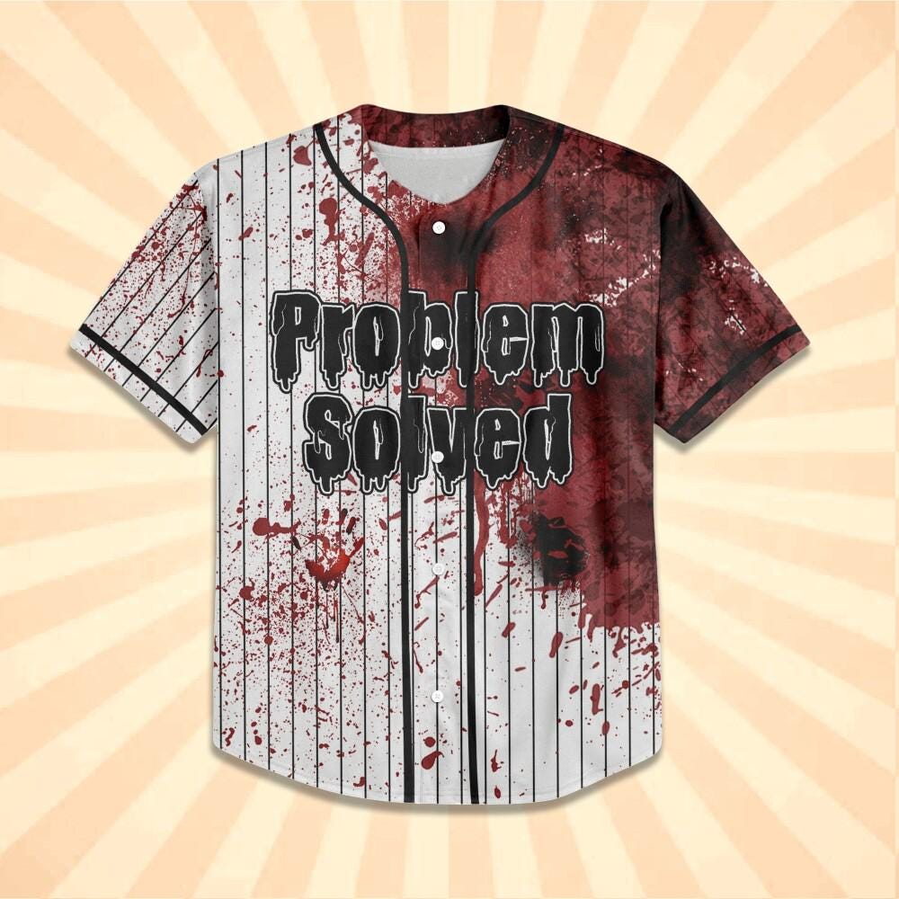 Personalized Blood Stain Problem Black Halloween Baseball Jersey Kid