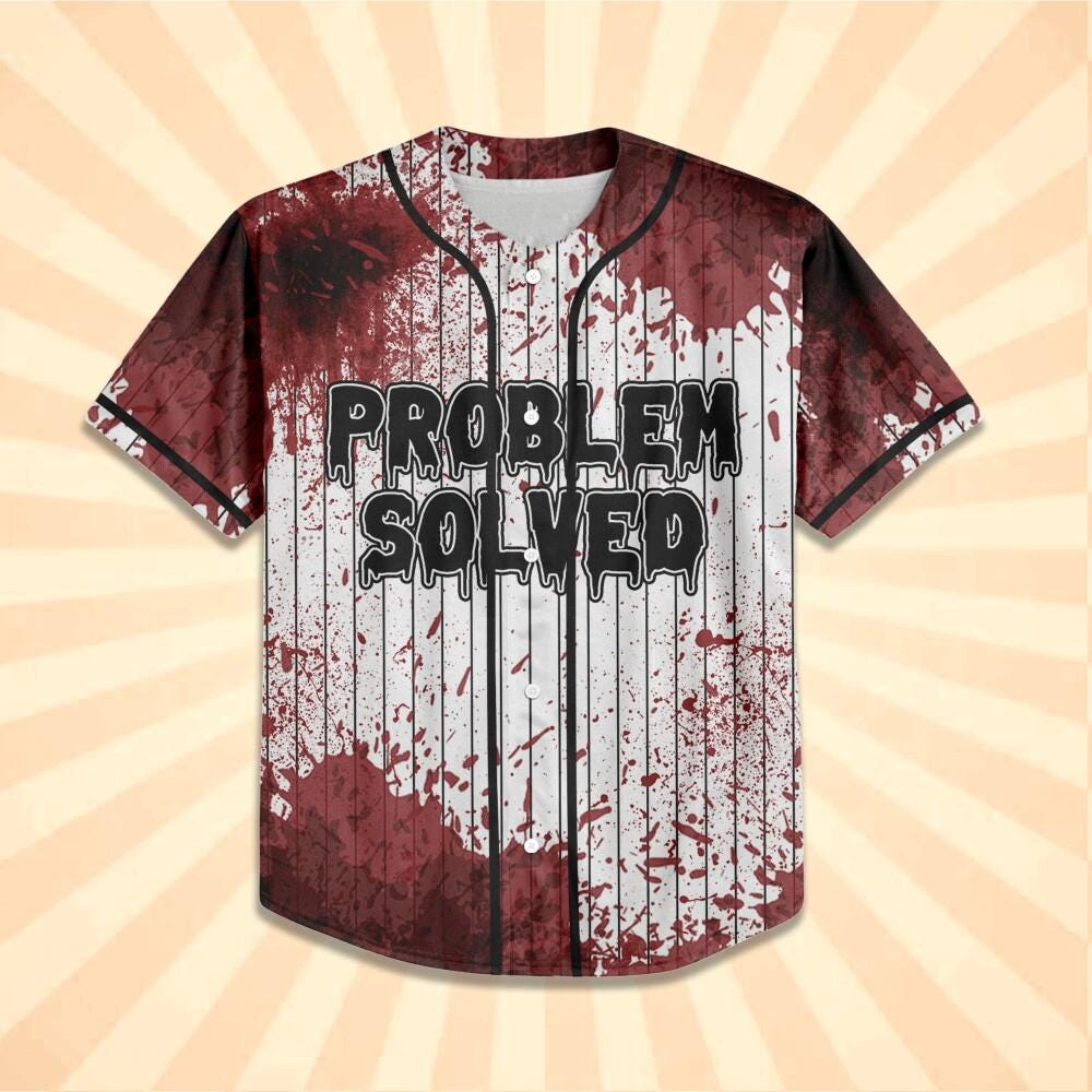 Personalized Blood Stain Problem Black Halloween Baseball Jersey