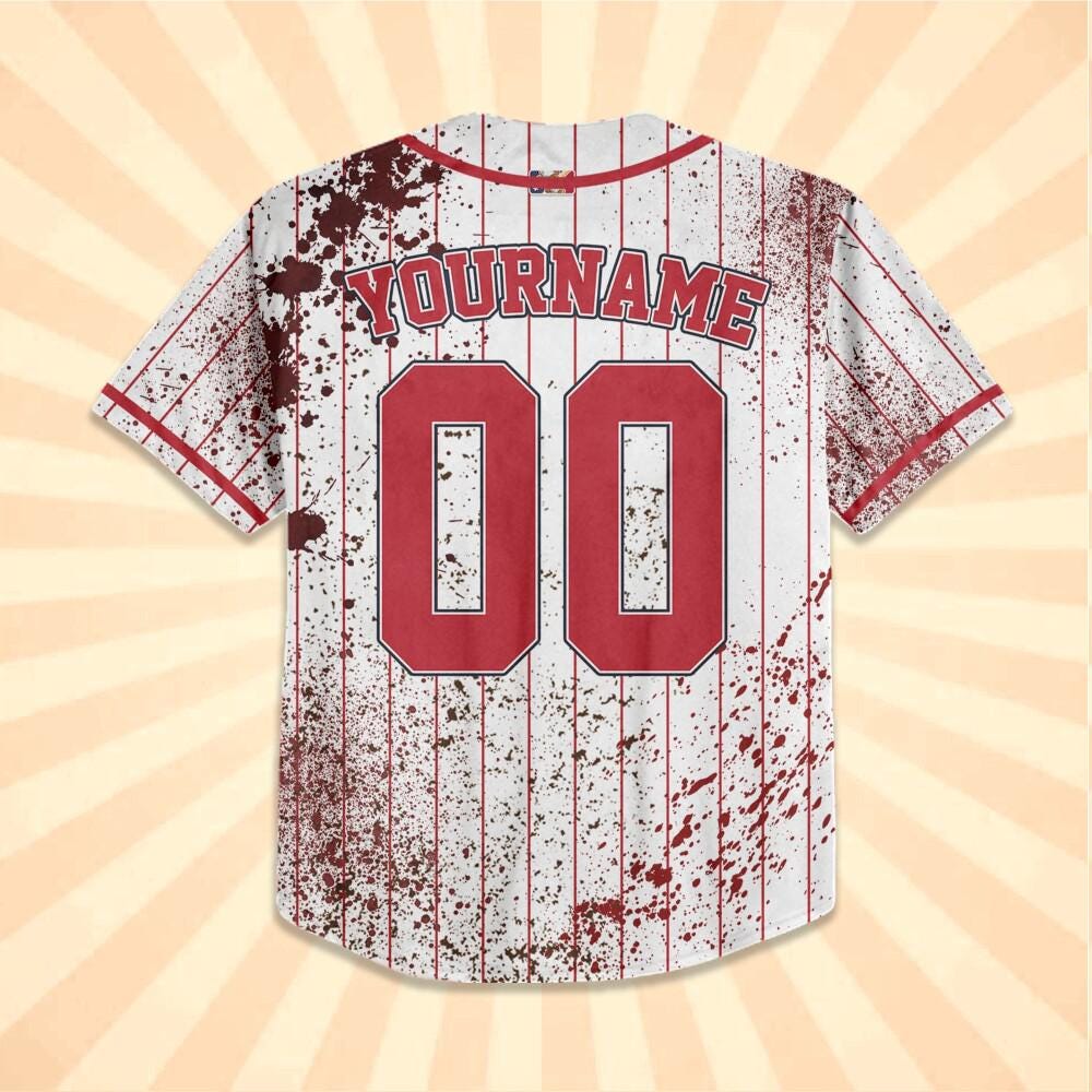 Personalized Zombie Blood Red Halloween Baseball Jersey