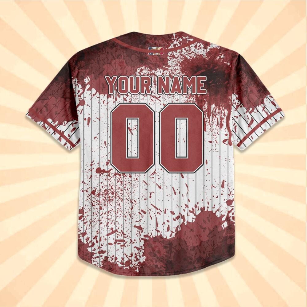 Personalized Blood Stain Problem Red Halloween Baseball Jersey