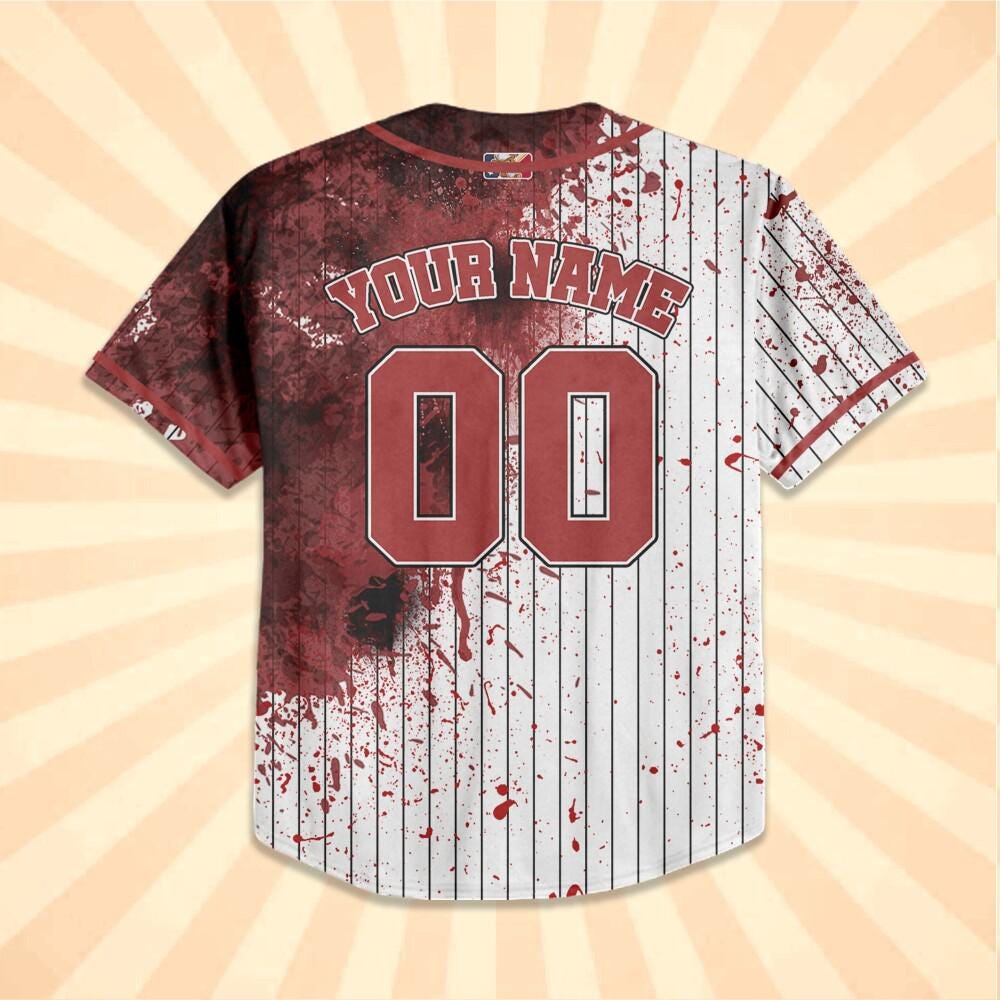 Personalized Blood Stain Problem Red Halloween Spooky Baseball Jersey