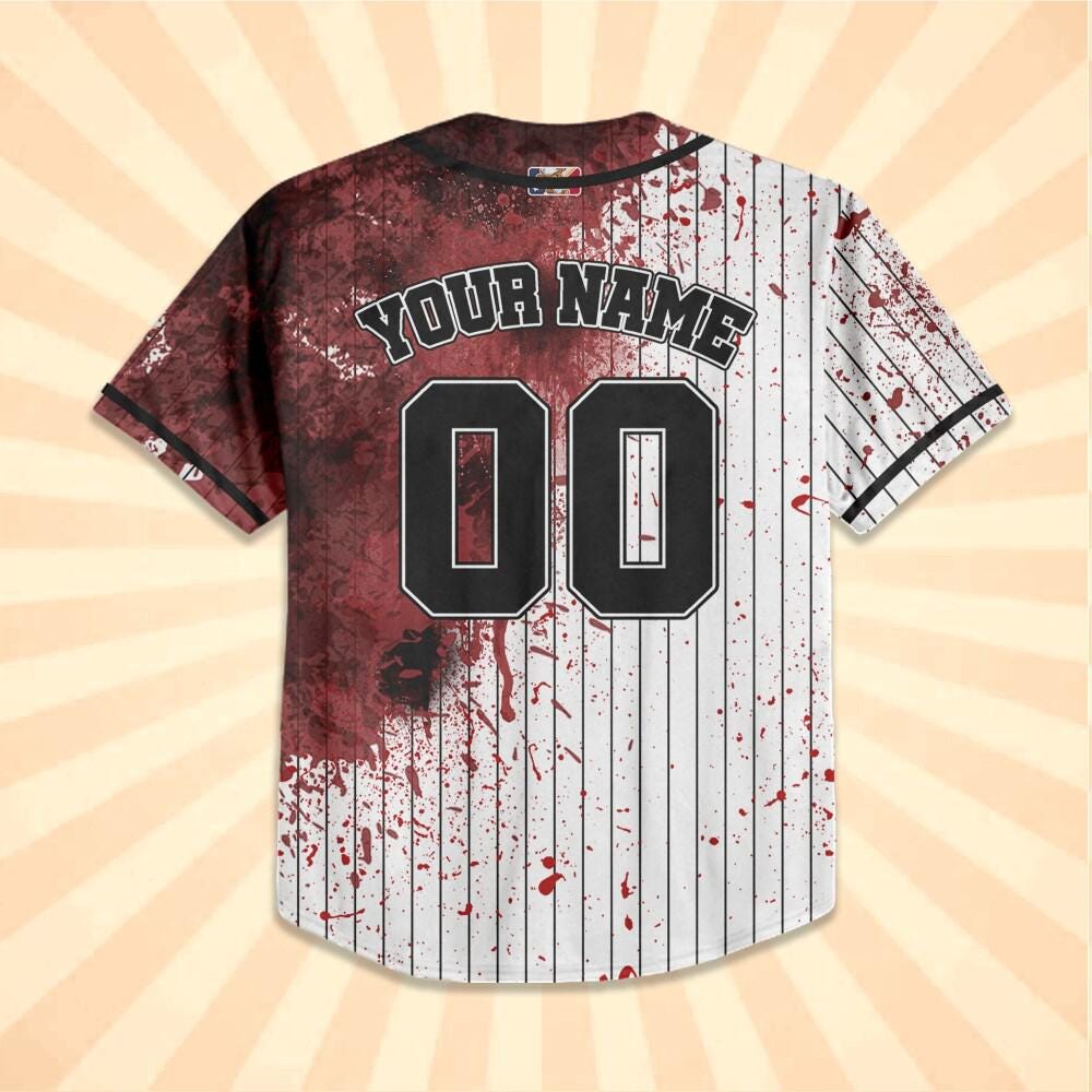 Personalized Blood Stain Problem Black Halloween Baseball Jersey Kid