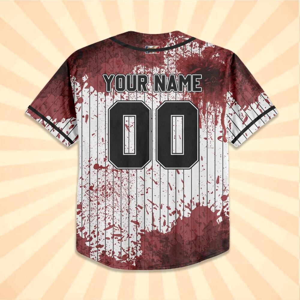 Personalized Blood Stain Problem Black Halloween Baseball Jersey