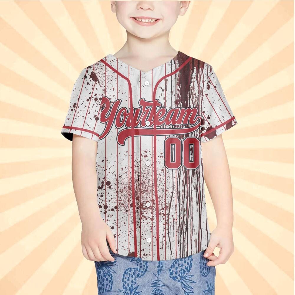 Personalized Zombie Blood Red Halloween Baseball Jersey