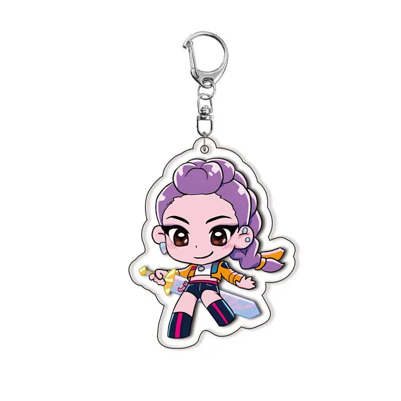 Kpop Demon Hunters Keychain Huntrix Saja Boys Keychains for Accessories Jewelry Rumi Zoey Jinu Mira Sold My Soul Keyrings Gifts