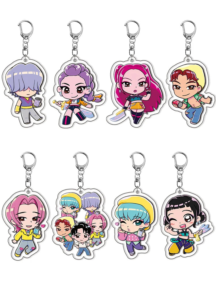 Kpop Demon Hunters Keychain Huntrix Saja Boys Keychains for Accessories Jewelry Rumi Zoey Jinu Mira Sold My Soul Keyrings Gifts