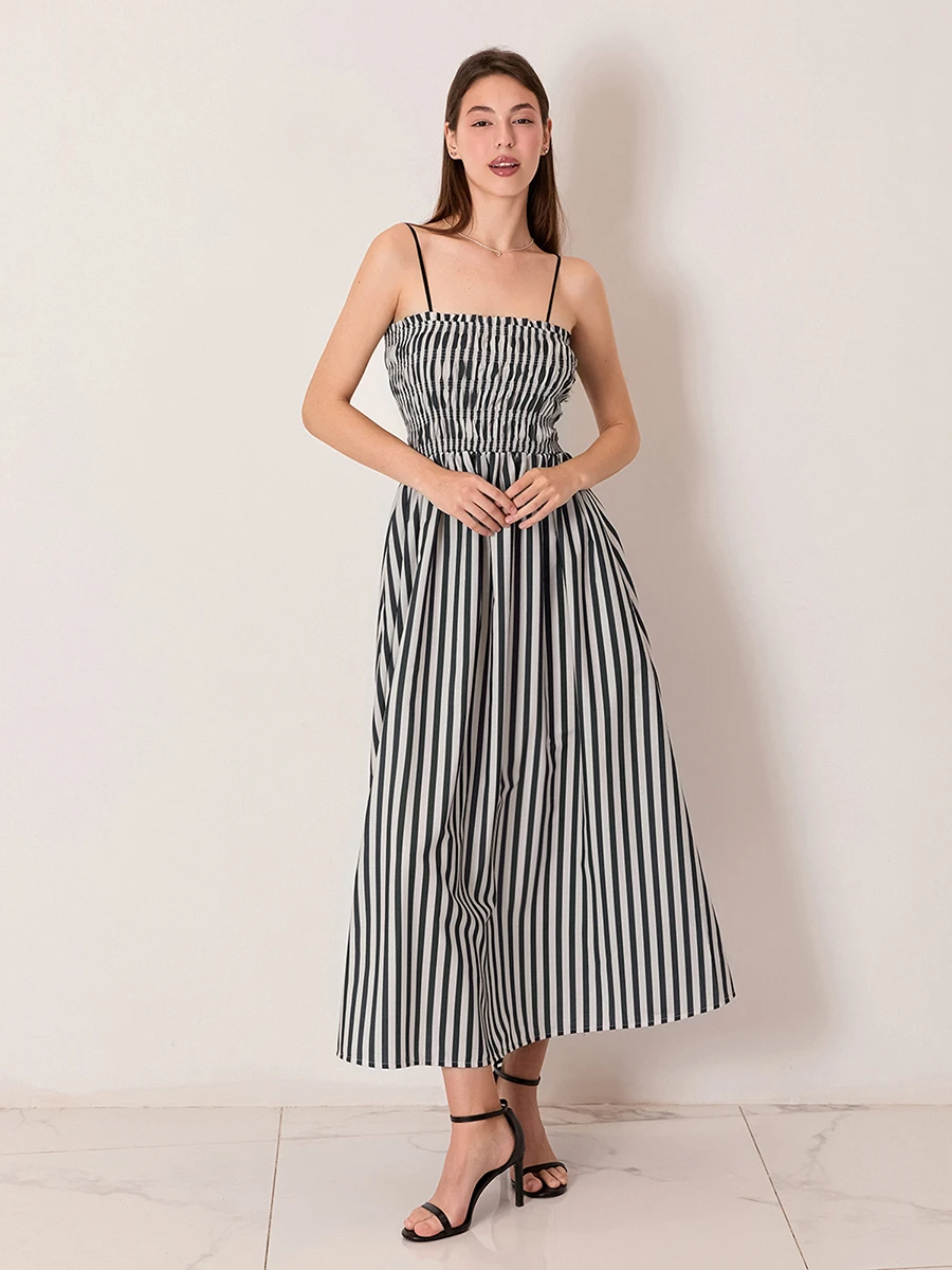 Lauren Striped Silk-Blend Engagement Dress