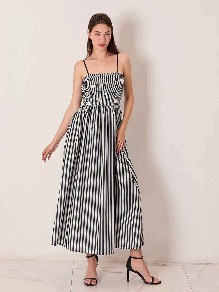 Lauren Striped Silk-Blend Engagement Dress