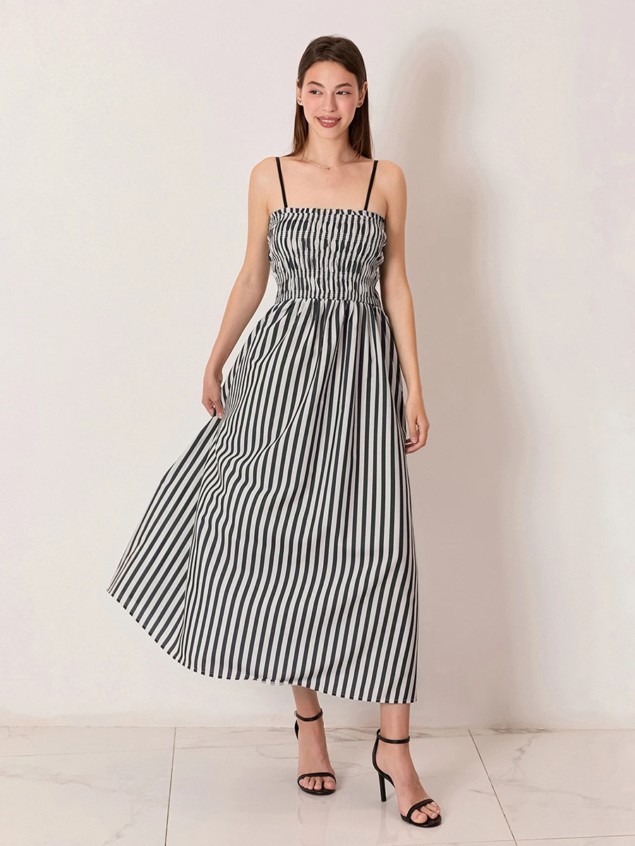 Lauren Striped Silk-Blend Engagement Dress
