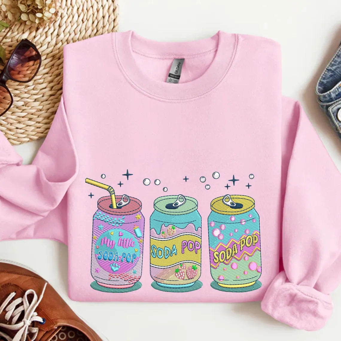 Kpop Soda Pop Embroidered Sweatshirt