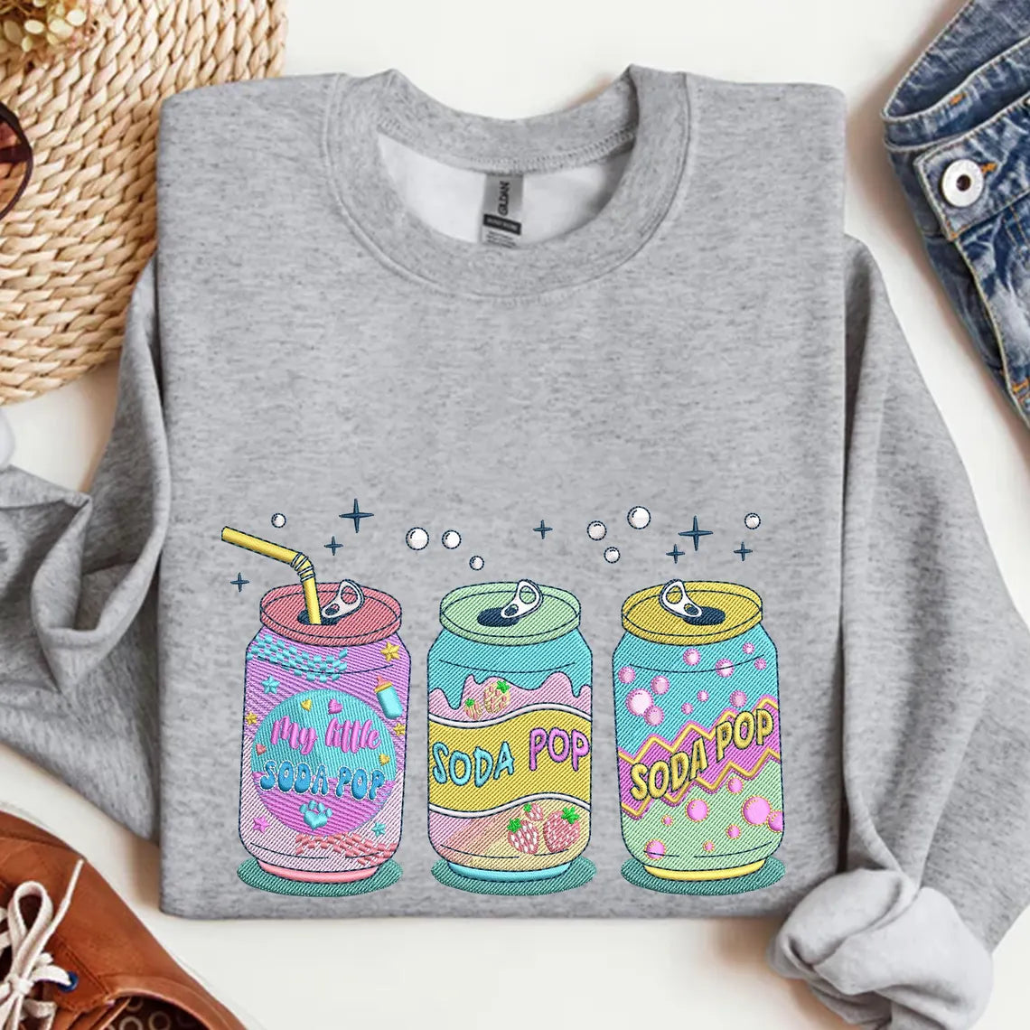 Kpop Soda Pop Embroidered Sweatshirt