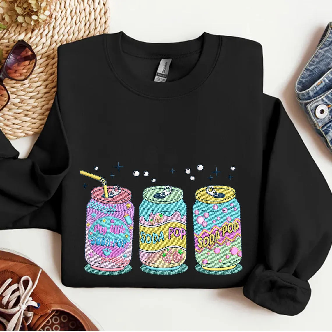 Kpop Soda Pop Embroidered Sweatshirt
