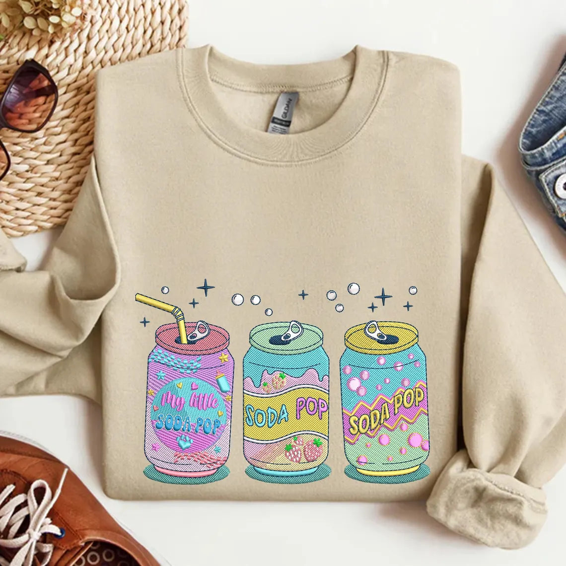 Kpop Soda Pop Embroidered Sweatshirt