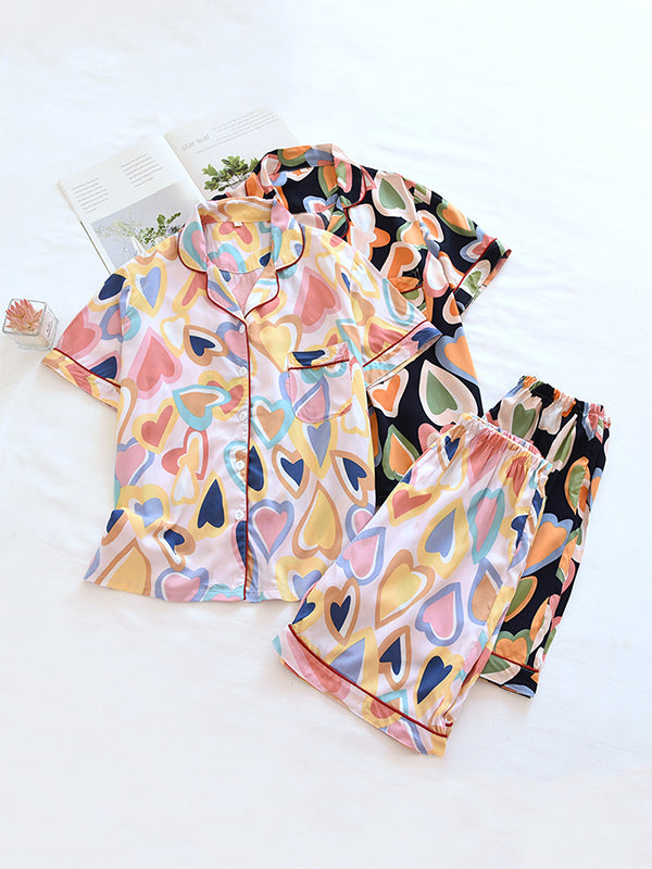 Cute Printed Short Sleeve Pajama Set