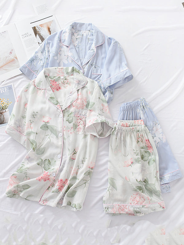 Cotton Short Sleeve Shorts Pajamas