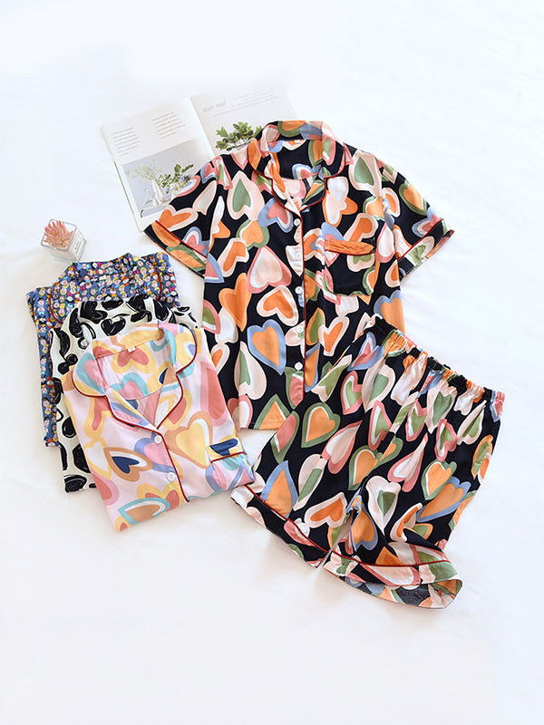 Cute Printed Short Sleeve Pajama Set