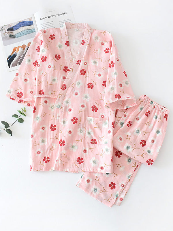 Sakura Print Cotton Pajama Set