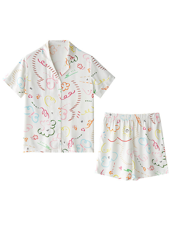 Cartoon Print Cotton Pajama Set