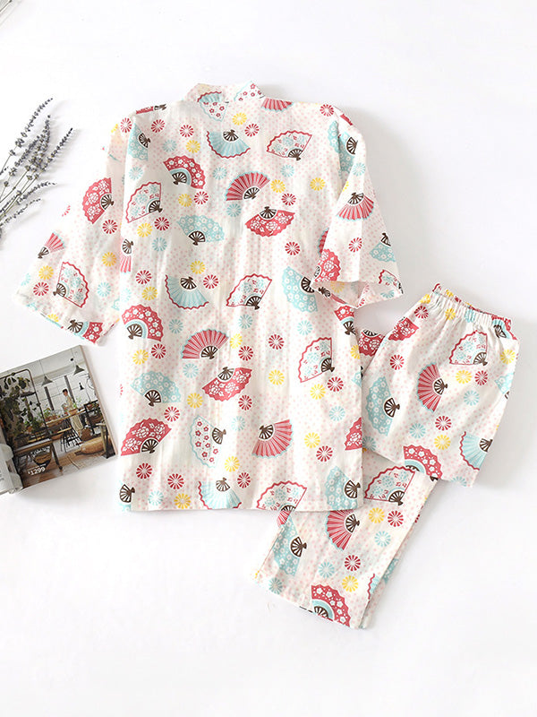 Sakura Print Cotton Pajama Set