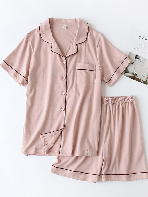 Solid Cotton Couple Pajama Set