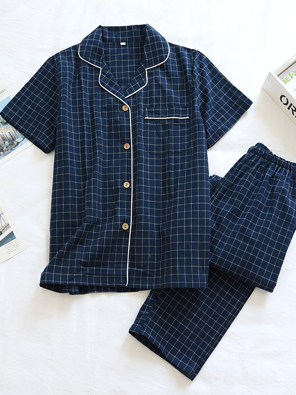 Plaid Couple Cotton Pajamas Set