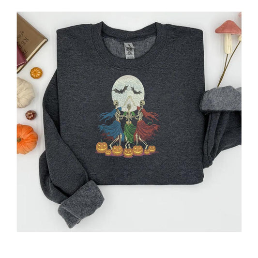 Halloween dancing skeletons Embroidery Hoodie
