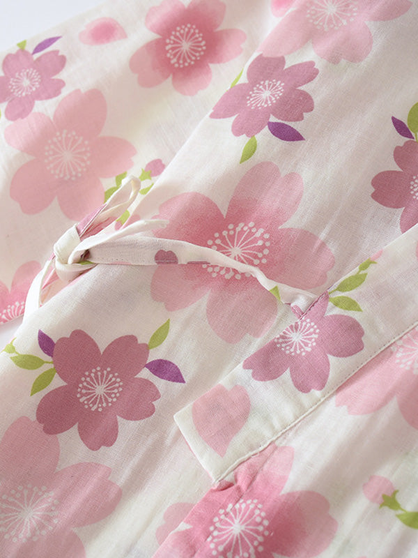 Sakura Print Cotton Pajama Set