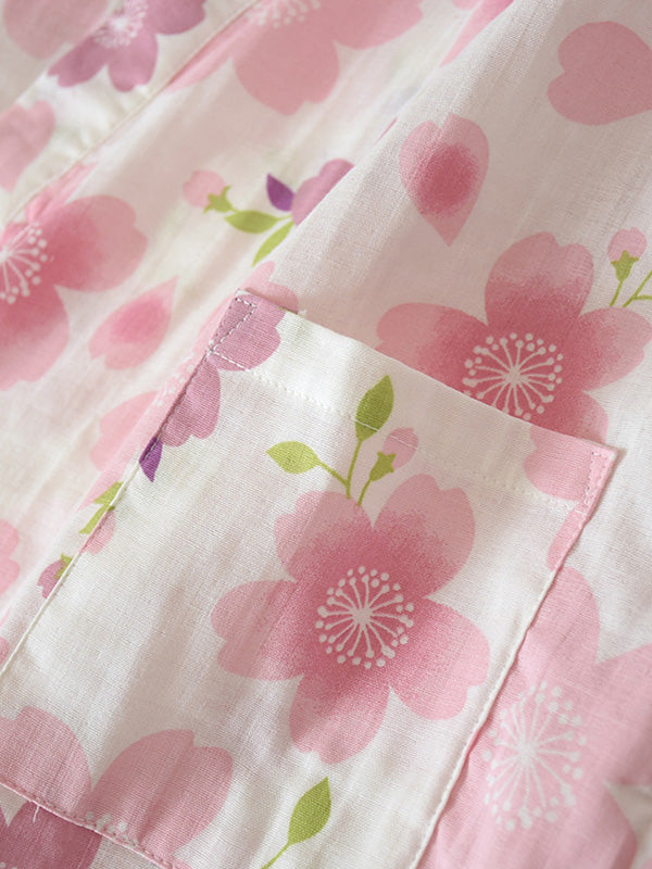 Sakura Print Cotton Pajama Set