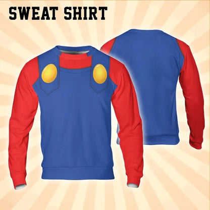 Cosplay Retro Red Plumber Hero Hoodie