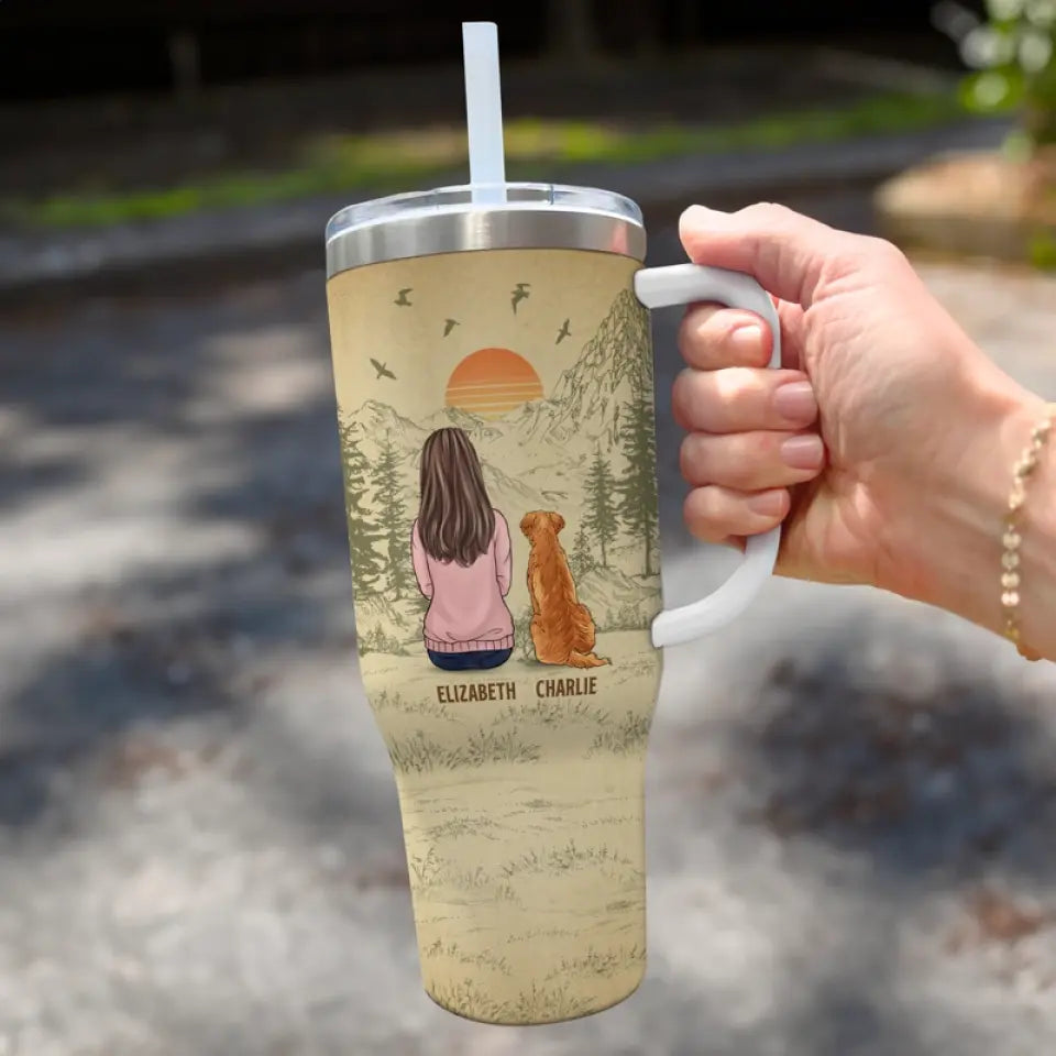 Just A Girl Who Loves Dog - Memorial Personalized Custom 40 Oz Stainless Steel Tumbler With Handle - Sympathy Gift For Dog Owners, Dog Lovers