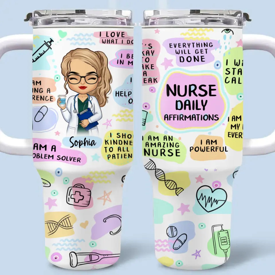 She Is An Amazing Nurse - Nurse Personalized Custom 40 Oz Stainless Steel Tumbler With Handle - Appreciation, Thank You Gift, Nurse Life