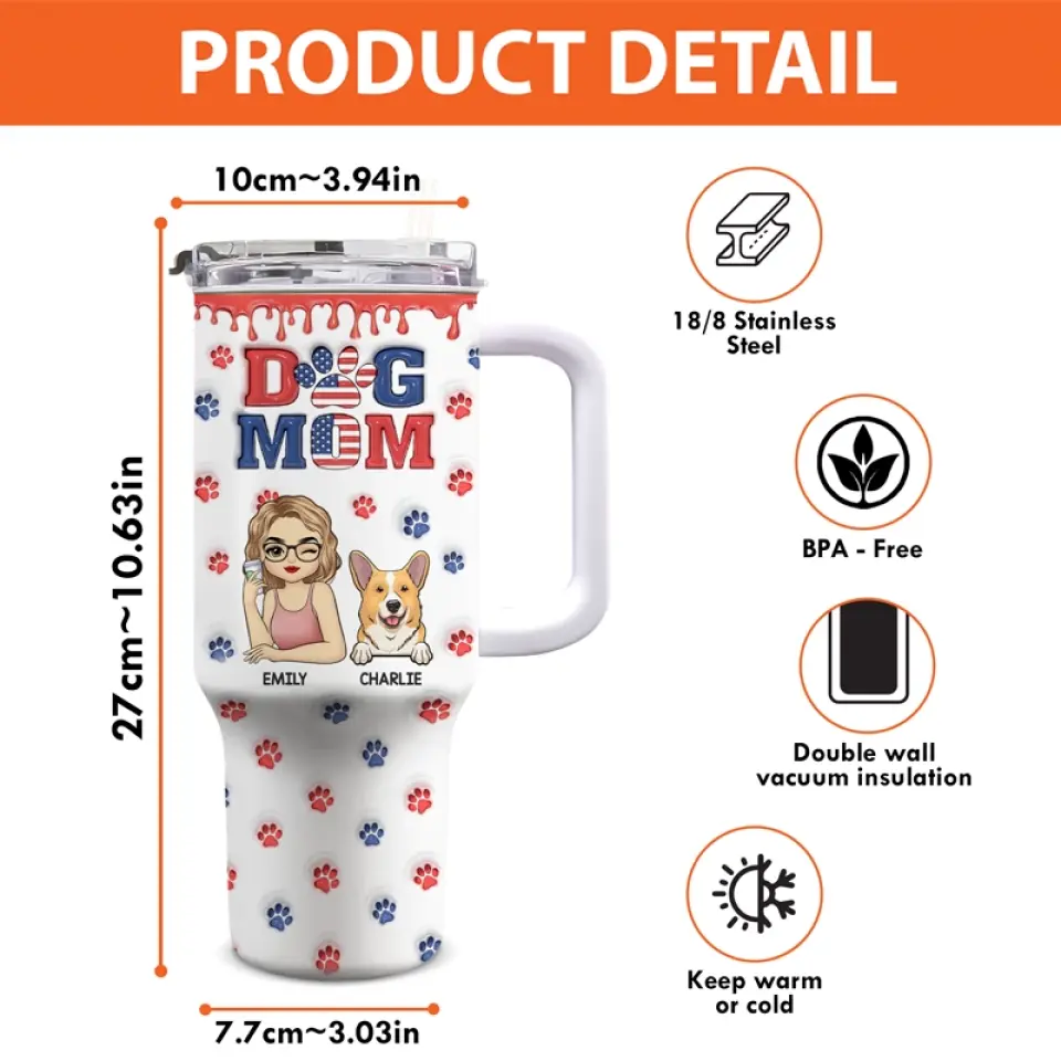 Every Wag Of Their Tail Is A Reminder That Love Is The Best Medicine - Dog & Cat Personalized Custom 3D Inflated Effect Printed 40 Oz Stainless Steel Tumbler With Handle - Gift For Pet Owners, Pet Lovers