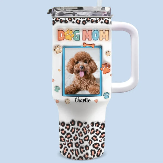 Custom Photo Unleash The Joy - Dog & Cat Personalized Custom 3D Inflated Effect Printed 40 Oz Stainless Steel Tumbler With Handle - Christmas Gift For Pet Owners, Pet Lovers