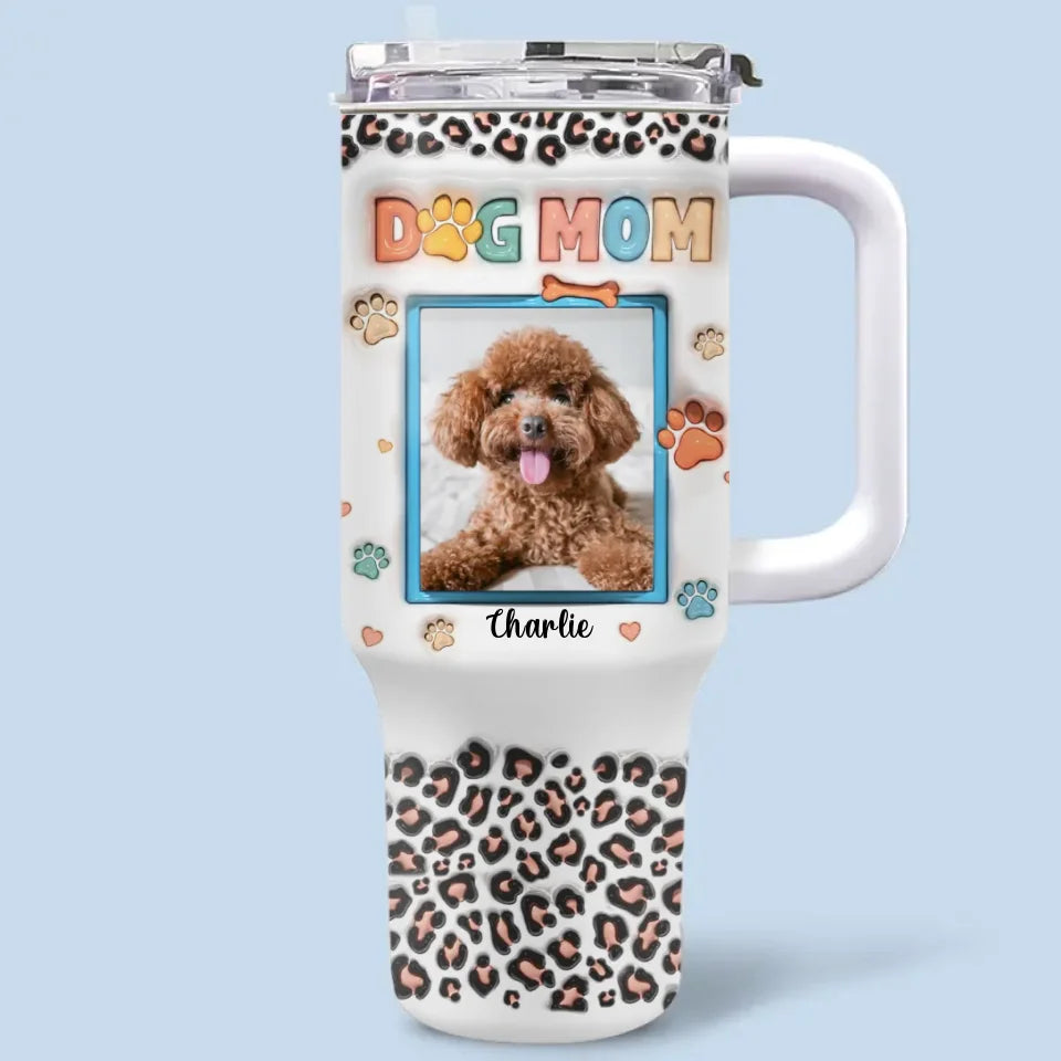 Custom Photo Unleash The Joy - Dog & Cat Personalized Custom 3D Inflated Effect Printed 40 Oz Stainless Steel Tumbler With Handle - Christmas Gift For Pet Owners, Pet Lovers