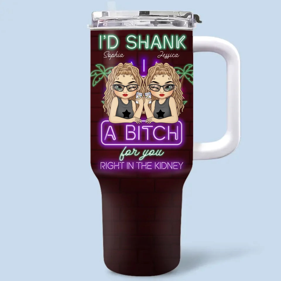 Laughter Starts With Us - Bestie Personalized Custom 40 Oz Stainless Steel Tumbler With Handle - Gift For Best Friends, BFF, Sisters