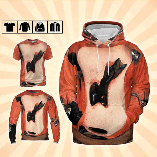 Costume Halloween Hook Orange Fox Hoodie Shirt – Five Night Fan Costume for Halloween