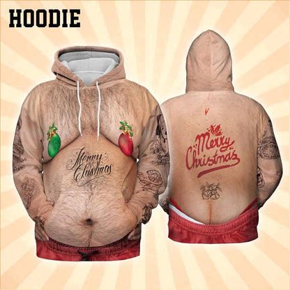 Costume Ugly Fat Bikini Hoodie Christmas Ugly Shirt, Hairy Belly