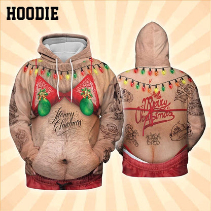 Costume Ugly Fat Bikini Red Hoodie Christmas Ugly  Hairy Belly