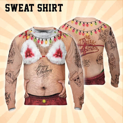 Funny Costume Ugly Fat Bikini Beard Hoodie, Christmas Ugly Shirt