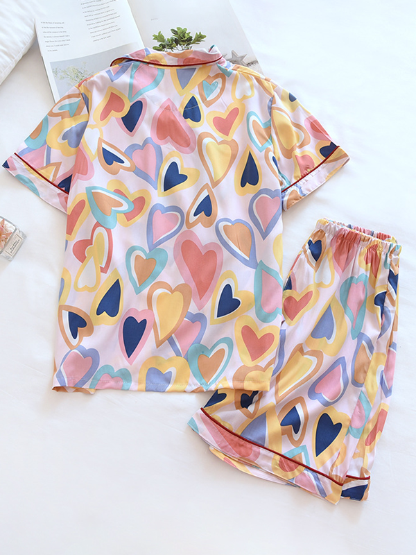 Cute Printed Short Sleeve Pajama Set