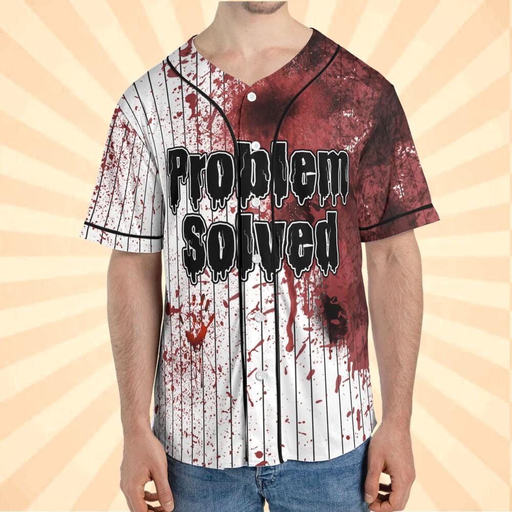 Personalized Blood Stain Problem Black Halloween Baseball Jersey Kid